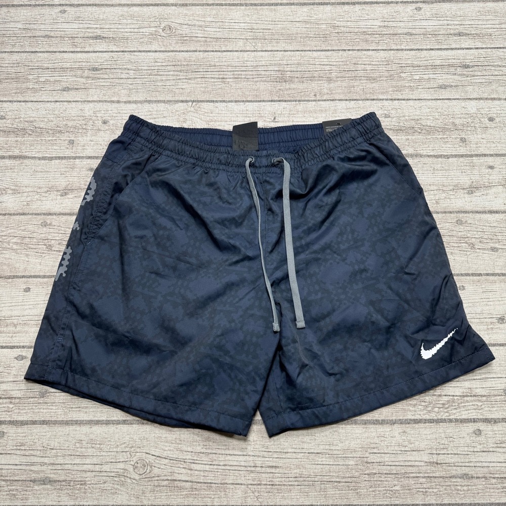 Nike Shorts Men's Medium Navy Blue Aura Of Air Camo Mesh Lined Athletic Running